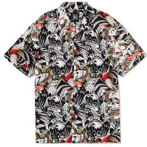 Ed Hardy Vibrant Tattoo Art Button Down Shirt
